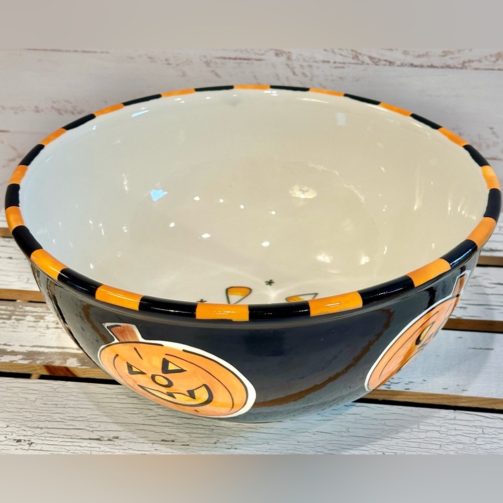Mary Engelbreit Vintage 10” Jack O’ Lantern Ceramic Halloween Candy Bowl